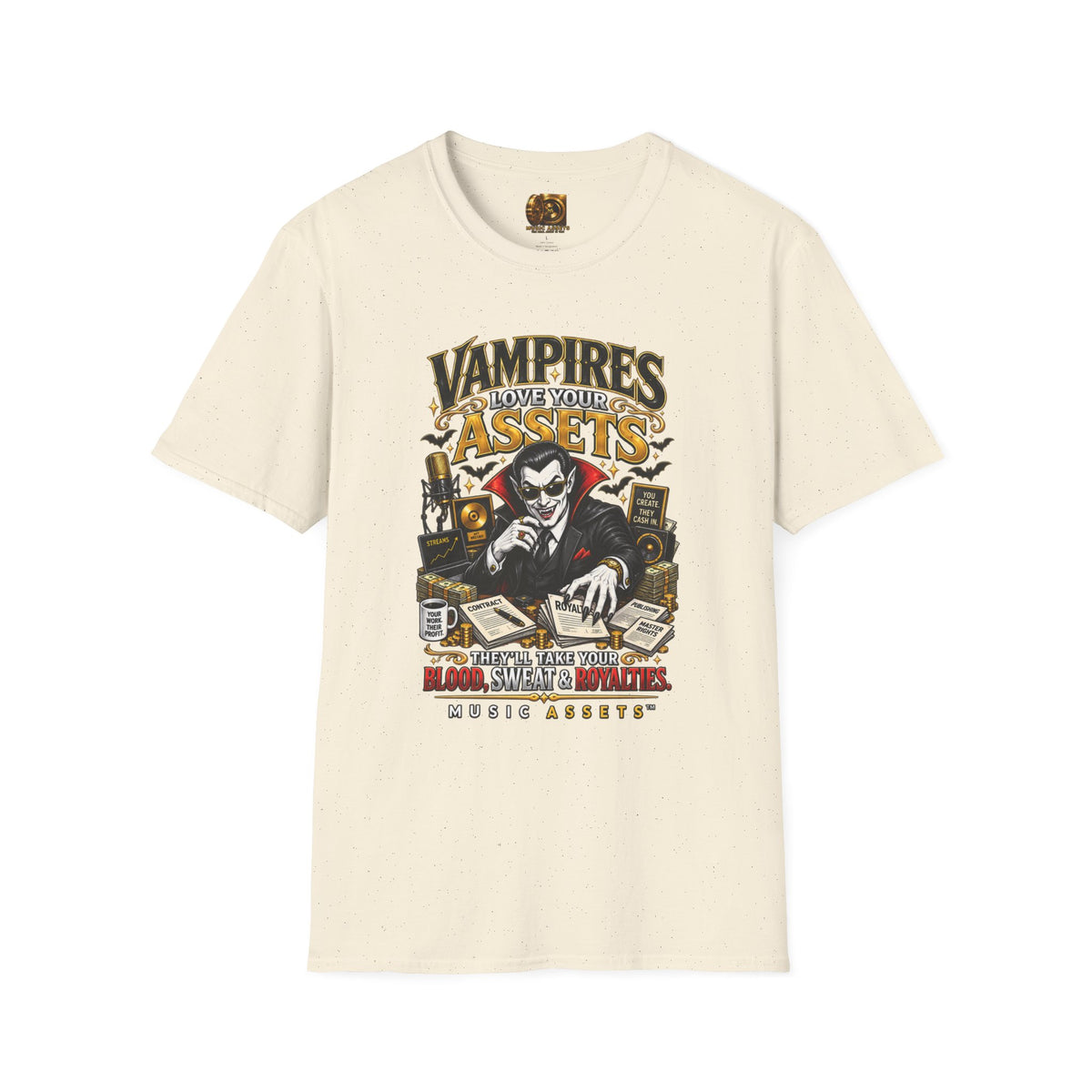 Vampires Love Your Assets™ — Halloween Music Industry T-Shirt