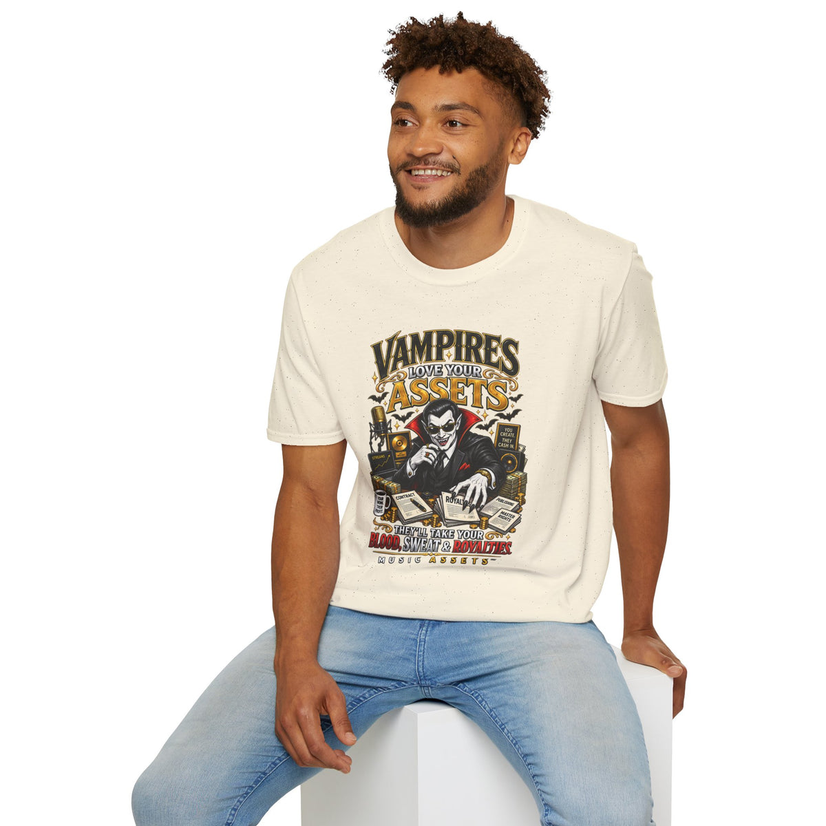Vampires Love Your Assets™ — Halloween Music Industry T-Shirt