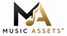 The logo for Music Assets, featuring a stylized black and gold 'MA' monogram with a music note, above the words 'MUSIC ASSETS' in black and gold on a plain white background.
